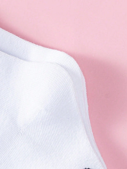 Disney 1/5/10 Pairs Mickey Minnie Daisy Cartoon Embroidered Mid-Calf Socks Set, White Socks, Boys & Girls Casual Socks, Children Socks, Toddler Socks, White Socks, Breathable Non-Slip Comfortable Soft