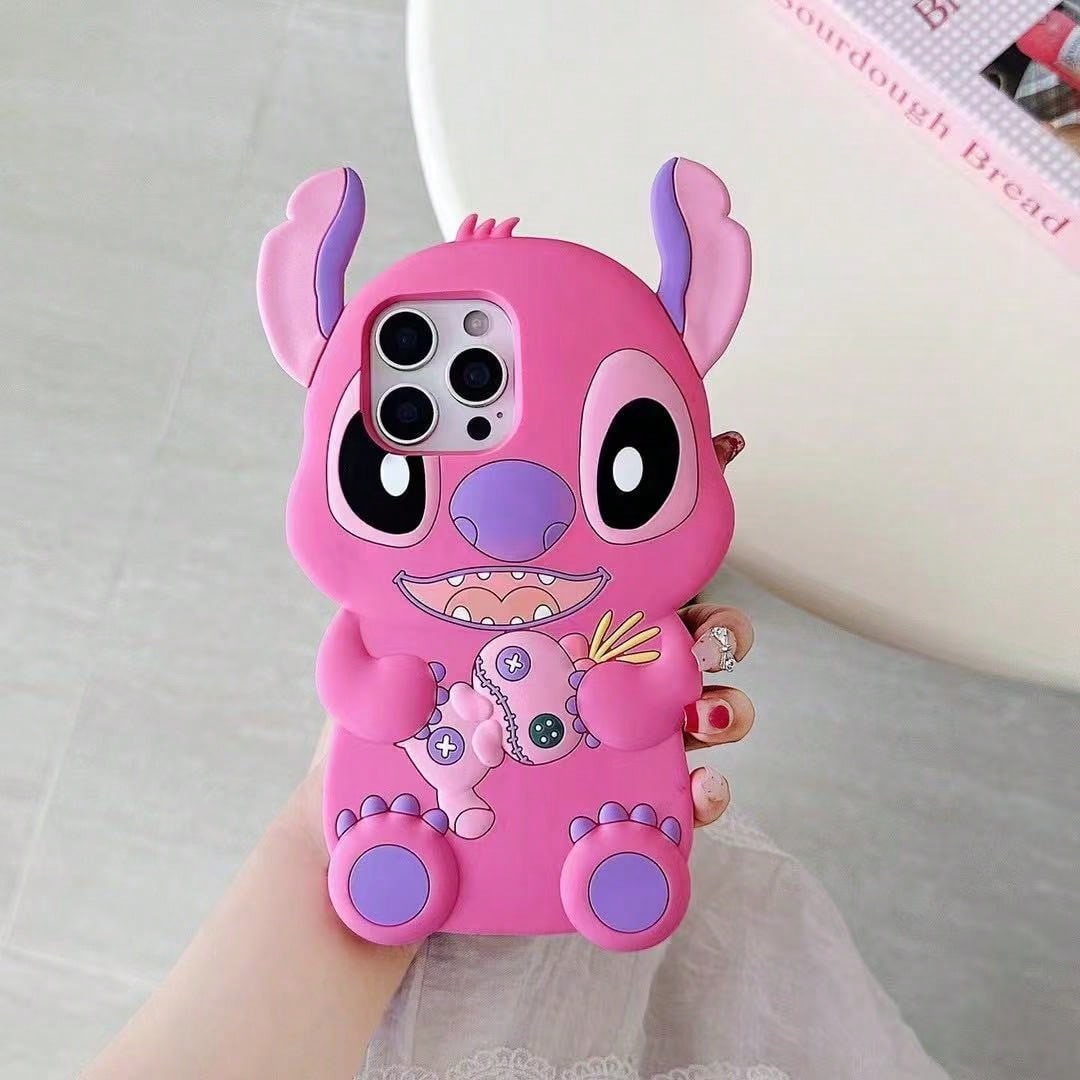 Disney 3D Stitch Silicone Phone Case, Cute Cartoon Shockproof Protective Cover, Compatible With IPhone 11, 12, 12 Pro, 13 Pro/14 Pro/15 Pro, 12 Pro Max/13 Pro Max/14 Pro Max/15 Pro Max, 14 Plus/15 Plu