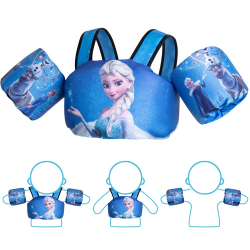 Disney Toddler Swim Vest, 3-In-1 Adjustable Toddler Floaties Kids 2-7 Years (22-66 Lbs), Detachable Pool Float & Arm Bands, Puddle Jumper Style For Pool, Beach, Swimming