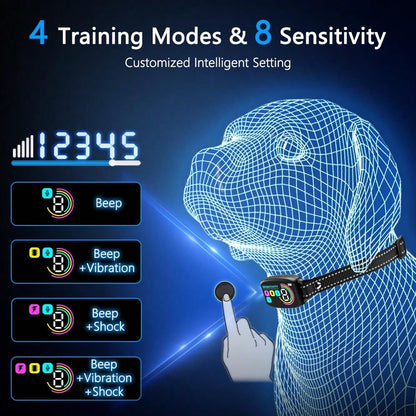 Dog Bark Collar, Bark Collar For Large Medium Small Dogs,Smart Bark Collar,Rechargeable Anti Barking Training Collar With 8 Adjustable Sensitivity,Anti Dog Barking Training Collar, Barking Electric Sh