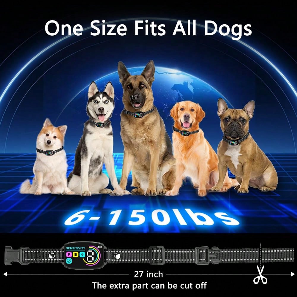 Dog Bark Collar, Bark Collar For Large Medium Small Dogs,Smart Bark Collar,Rechargeable Anti Barking Training Collar With 8 Adjustable Sensitivity,Anti Dog Barking Training Collar, Barking Electric Sh