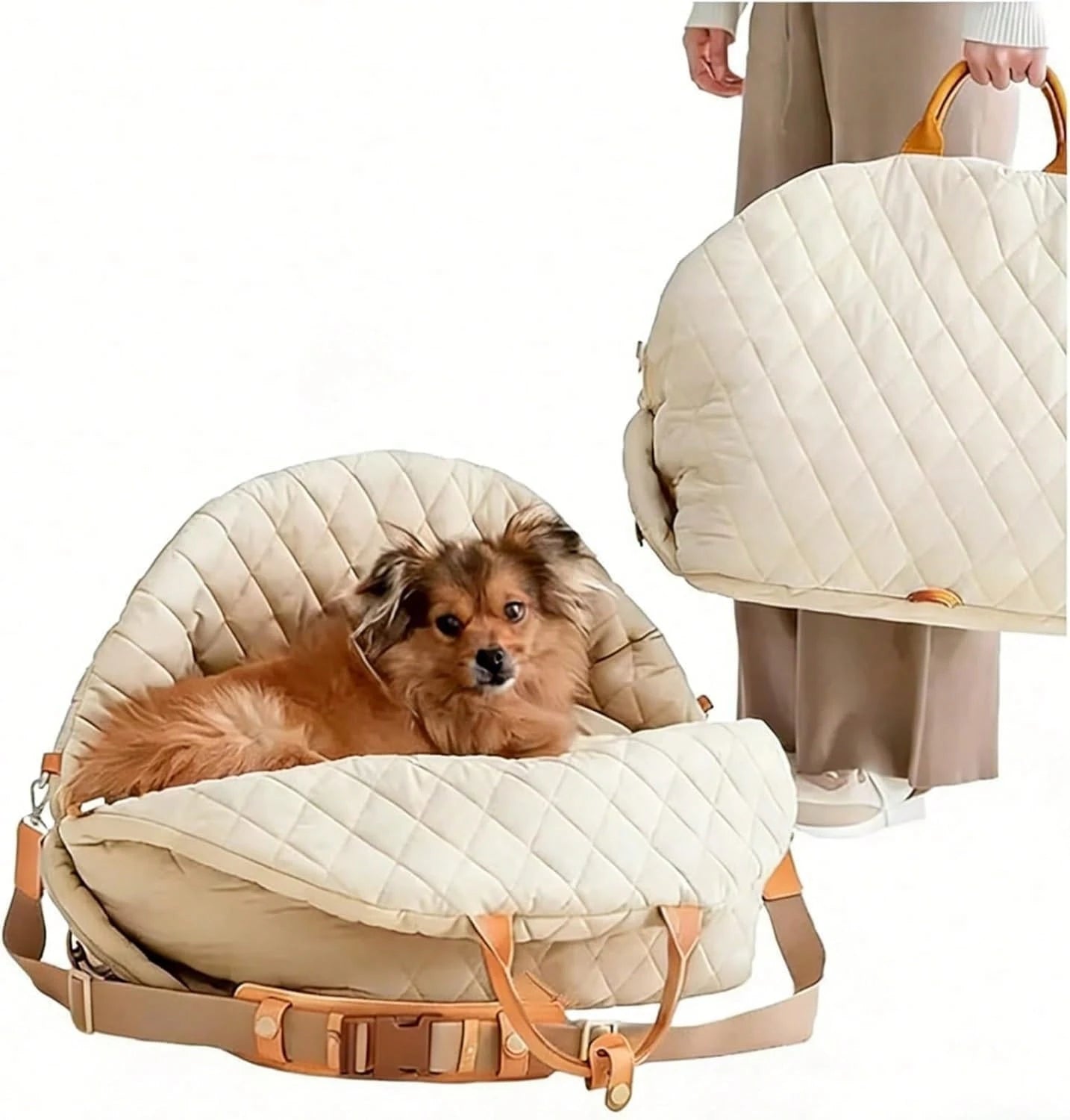 Dog Car Seat For Small Dogs, Pet Seats For Cars With Clip-On Safty Leash, Detachable Washable Pet Car Seat Travel Bed Under 25lbs
