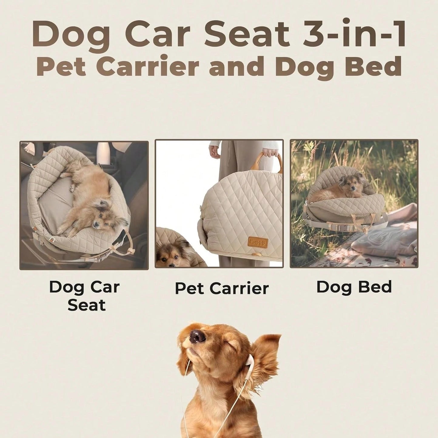 Dog Car Seat For Small Dogs, Pet Seats For Cars With Clip-On Safty Leash, Detachable Washable Pet Car Seat Travel Bed Under 25lbs
