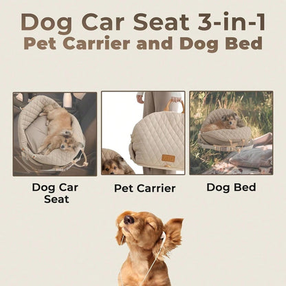 Dog Car Seat For Small Dogs, Pet Seats For Cars With Clip-On Safty Leash, Detachable Washable Pet Car Seat Travel Bed Under 25lbs