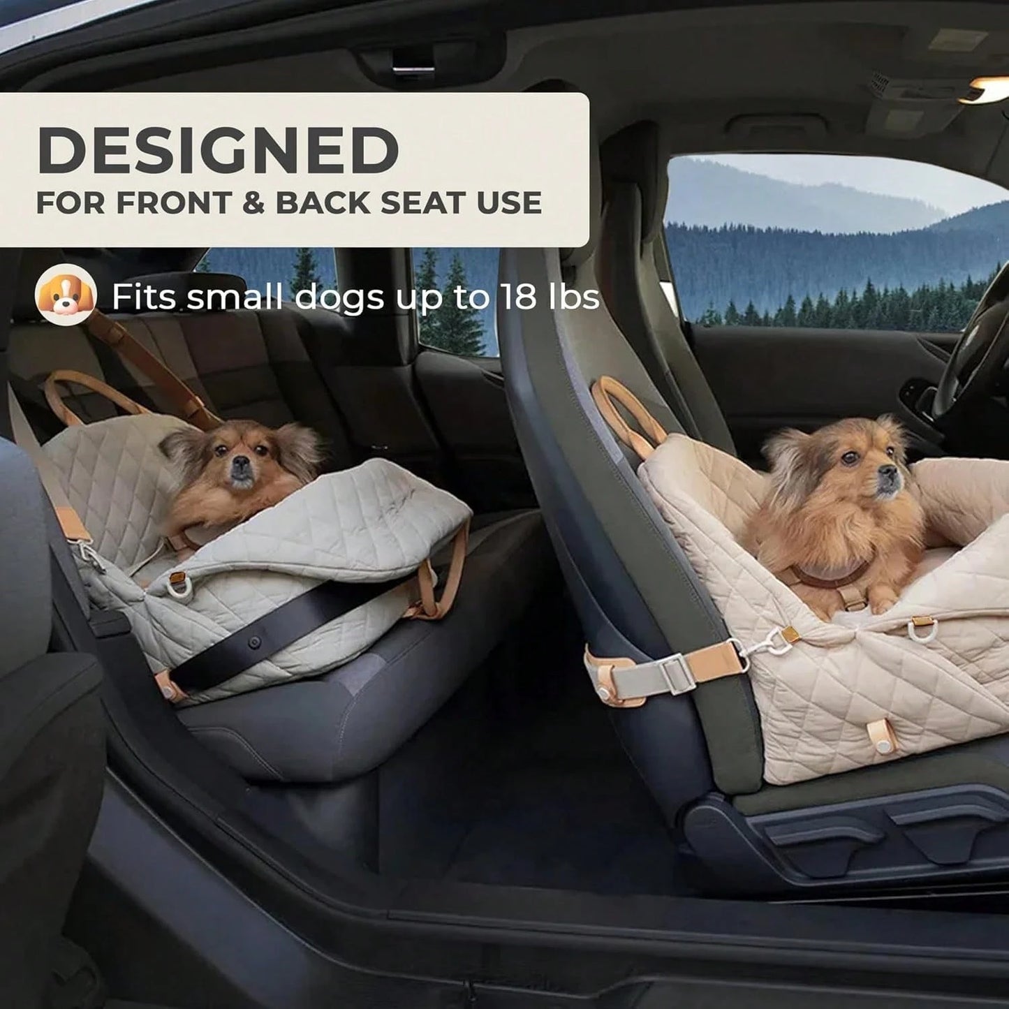 Dog Car Seat For Small Dogs, Pet Seats For Cars With Clip-On Safty Leash, Detachable Washable Pet Car Seat Travel Bed Under 25lbs