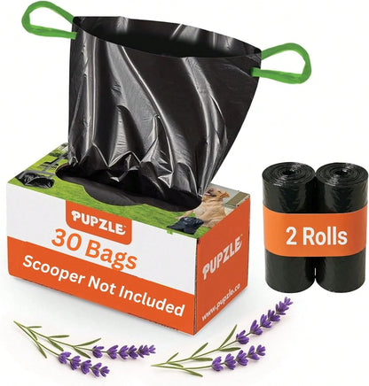 Dog Pooper Scooper With Bag Attachment, 40" Long Handle Pooper Scooper For Large Dogs, Ideal For Yard Cleanup, Large Capacity Swivel Bin & Rake, Lavender Scented Waste Bags (Black)
