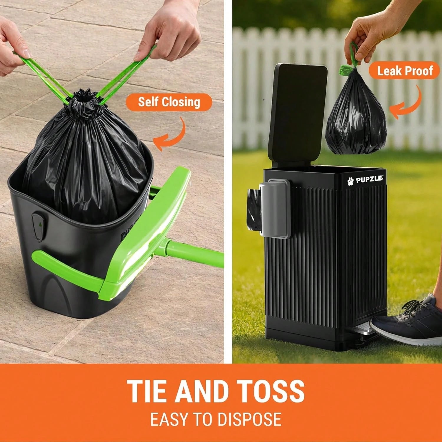 Dog Pooper Scooper With Bag Attachment, 40" Long Handle Pooper Scooper For Large Dogs, Ideal For Yard Cleanup, Large Capacity Swivel Bin & Rake, Lavender Scented Waste Bags (Black)