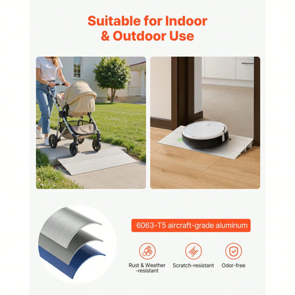 Door Threshold Ramp, 3 Inch Rise, Aluminum Alloy Threshold Ramp Rated 800 Lbs Load Capacity, Handicap Ramps For Home Steps For Wheelchair, Scooters, Power Chairs, Walkers, Bicycle, Tricycle