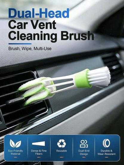 Double-Headed Car Air Vent Cleaning Brush, Car Accessory, Detachable Washable Microfiber Crevice Dusting Brush, Multi-Purpose Car And Home Cleaning Brush, Suitable For Dashboard, Air Vents, Keyboard