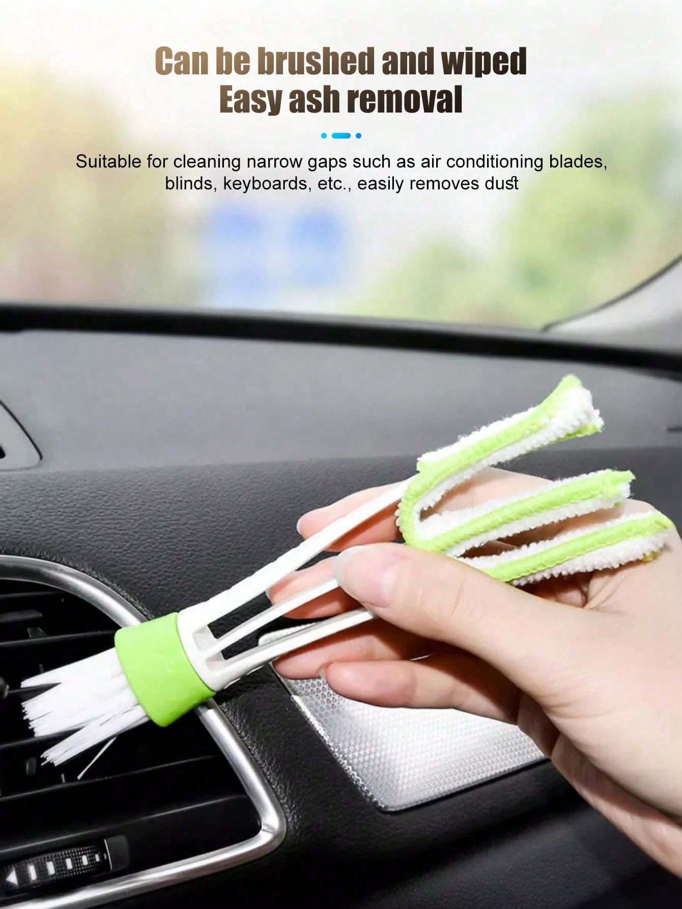 Double-Headed Car Air Vent Cleaning Brush, Car Accessory, Detachable Washable Microfiber Crevice Dusting Brush, Multi-Purpose Car And Home Cleaning Brush, Suitable For Dashboard, Air Vents, Keyboard