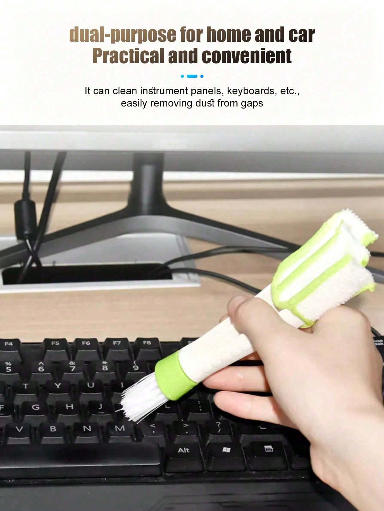 Double-Headed Car Air Vent Cleaning Brush, Car Accessory, Detachable Washable Microfiber Crevice Dusting Brush, Multi-Purpose Car And Home Cleaning Brush, Suitable For Dashboard, Air Vents, Keyboard