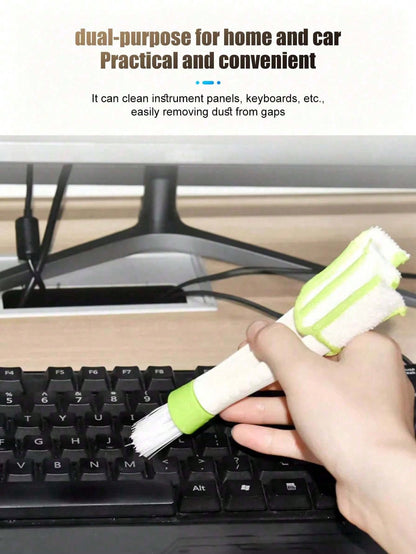 Double-Headed Car Air Vent Cleaning Brush, Car Accessory, Detachable Washable Microfiber Crevice Dusting Brush, Multi-Purpose Car And Home Cleaning Brush, Suitable For Dashboard, Air Vents, Keyboard