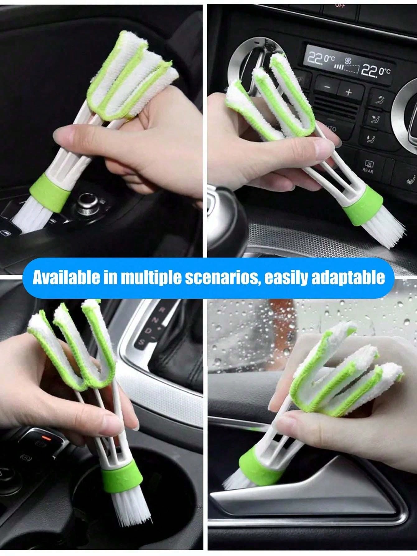Double-Headed Car Air Vent Cleaning Brush, Car Accessory, Detachable Washable Microfiber Crevice Dusting Brush, Multi-Purpose Car And Home Cleaning Brush, Suitable For Dashboard, Air Vents, Keyboard