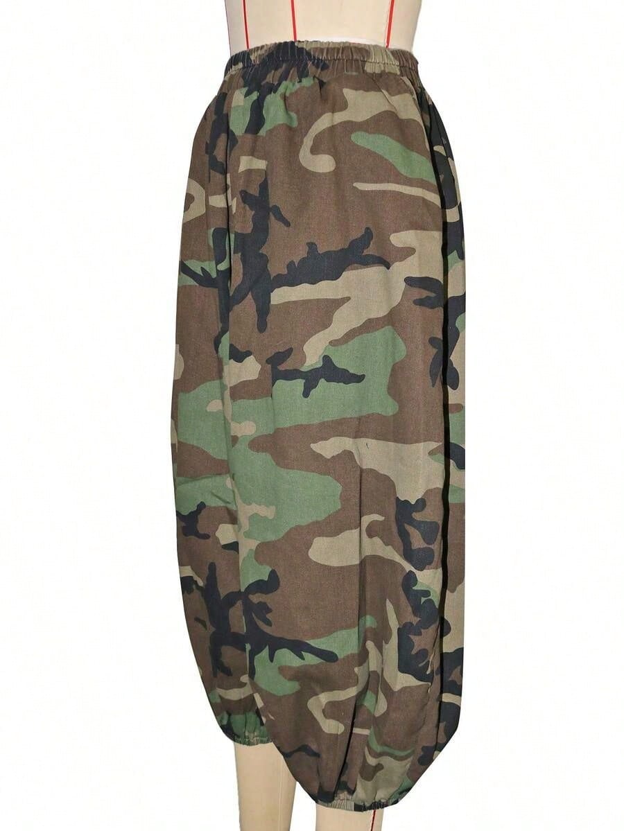 Dresses For WomenWomen'S Casual Jeans With Camouflage Print, Featuring An Elastic Waist And Straight Cropped DesignLoose And Comfortablevestidos De M