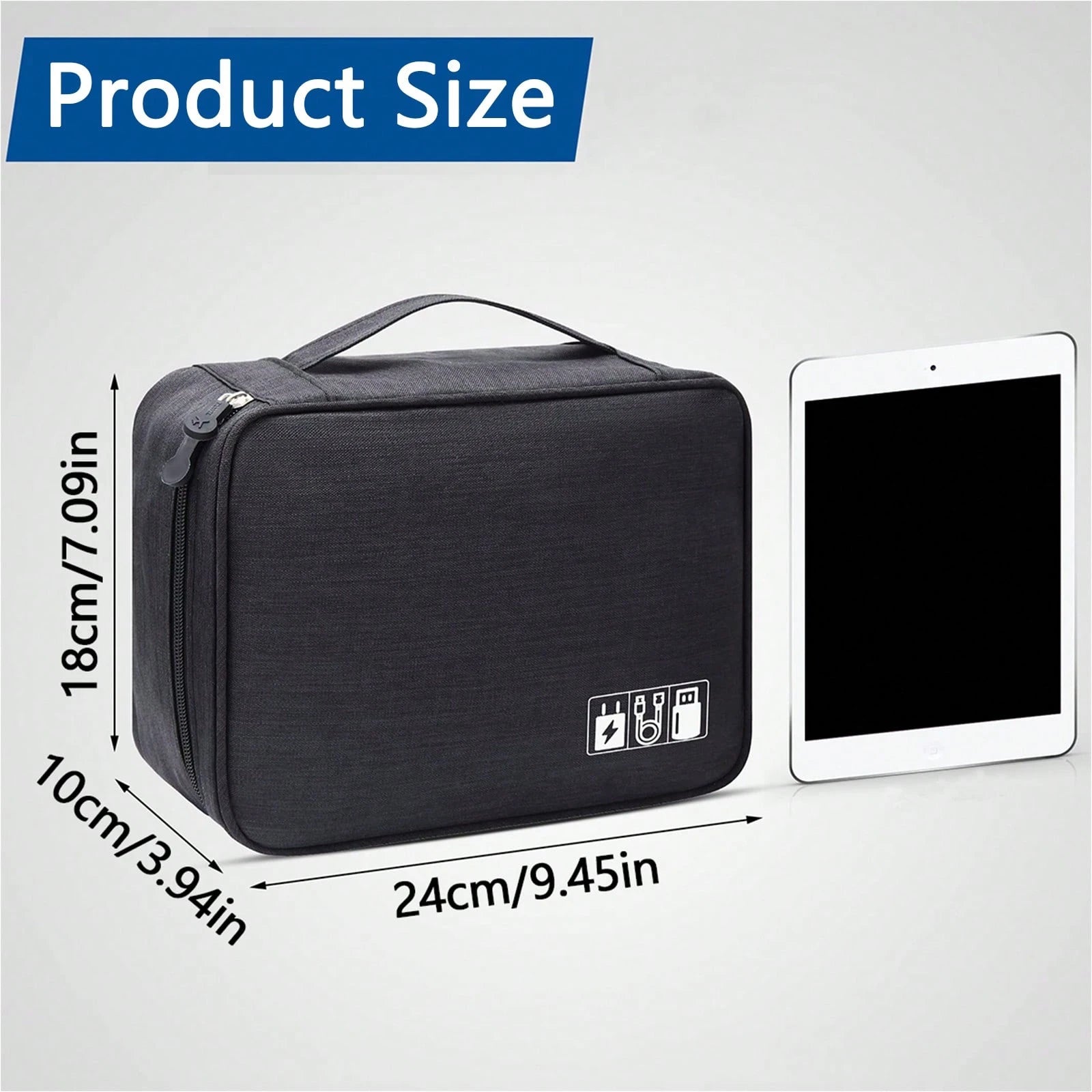 Dual Compartment Electronic Organizer Travel Case, Shockproof Oxford Cable Storage Bag With Adjustable Dividers, Portable Carry Pouch For Chargers