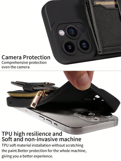 eaacaa Shockproof Lanyard 1pc Crossbody Phone Case With Card Slots, Coin Purse & Mirror Compatible With Apple 17 Pro Max/17 Pro/17/17e/Air/16 Pro Max/16/15/14/13/12/11 Series &/ Phones Birthday Gift