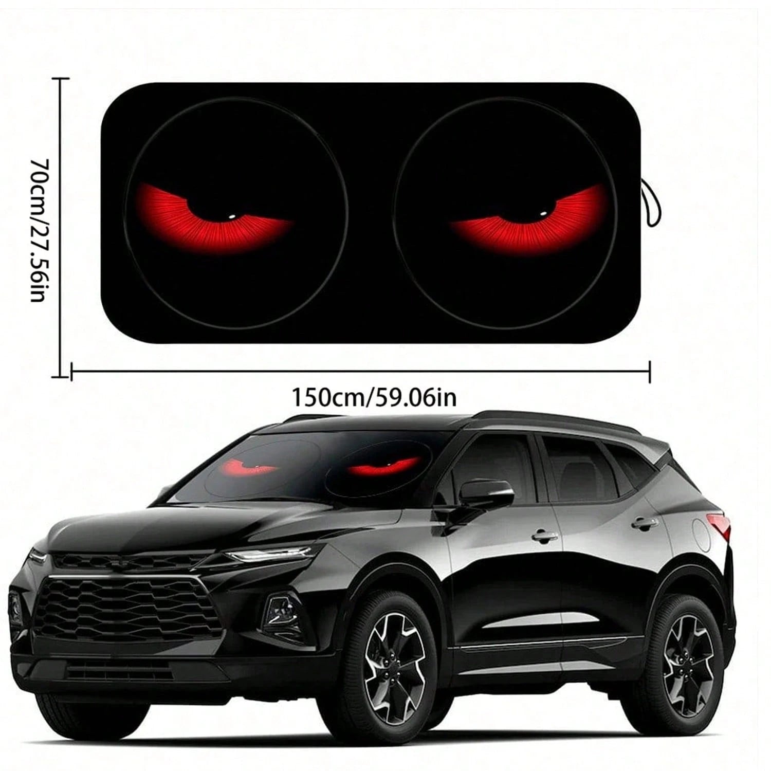 Easypie Selection 1pc Fashionable Red Eye Car Sun Visor- UV Protection, Foldable Sunshade, TPU Material, Suitable For SUV And Sedan, Beach And Seaside Scene Design