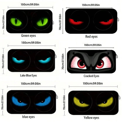Easypie Selection 1pc Fashionable Red Eye Car Sun Visor- UV Protection, Foldable Sunshade, TPU Material, Suitable For SUV And Sedan, Beach And Seaside Scene Design