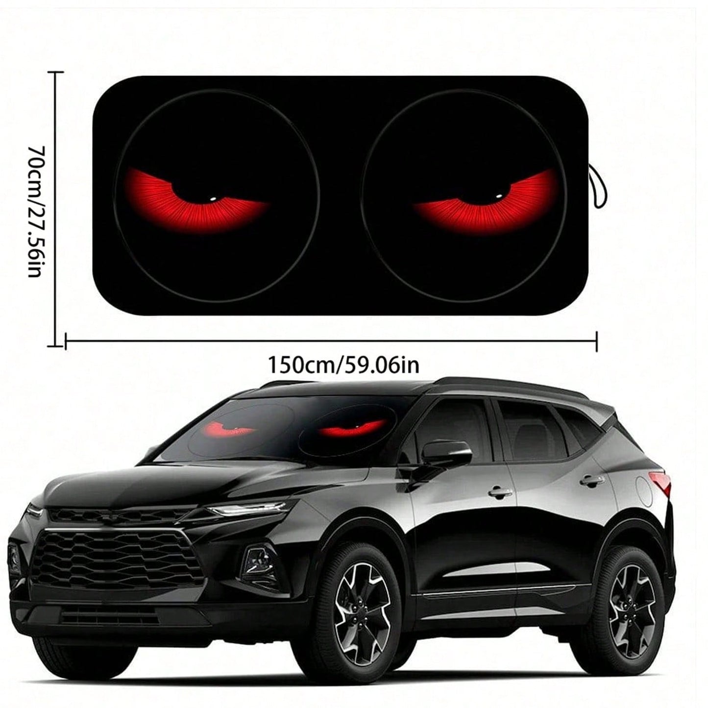 Easypie Selection 1pc Fashionable Red Eye Car Sun Visor- UV Protection, Foldable Sunshade, TPU Material, Suitable For SUV And Sedan, Beach And Seaside Scene Design