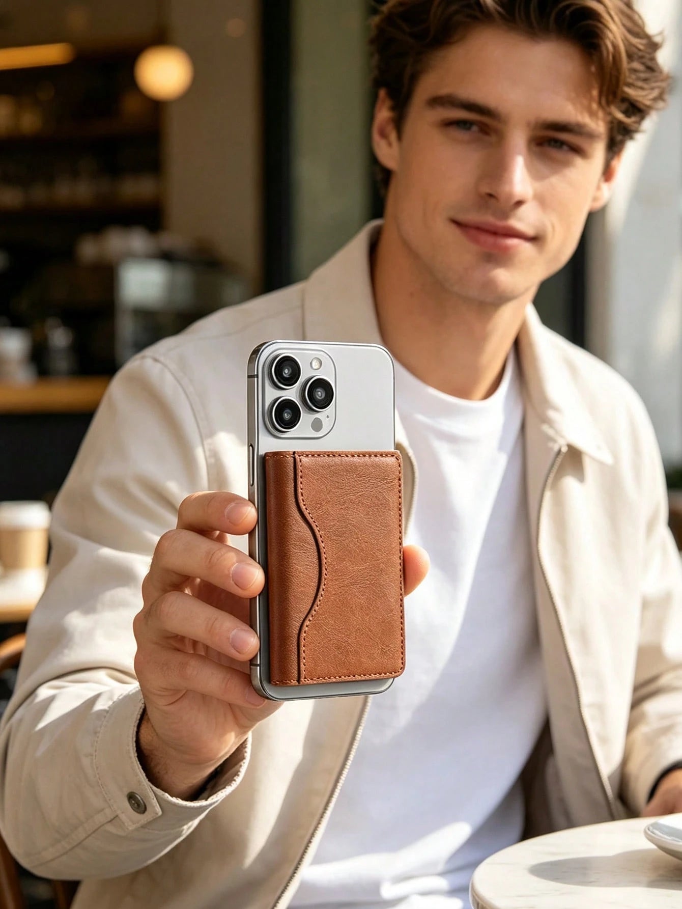 EIGIIS 1pc Magnetic Phone Wallet, Magnetic Stand Card Holder, Adjustable Stand With 3 Card Slots, Suitable For Daily Use, Fashionable Wallet Design, Durable Wallet Fit For All Phones, Magnetic Phone C