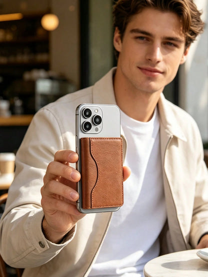 EIGIIS 1pc Magnetic Phone Wallet, Magnetic Stand Card Holder, Adjustable Stand With 3 Card Slots, Suitable For Daily Use, Fashionable Wallet Design, Durable Wallet Fit For All Phones, Magnetic Phone C