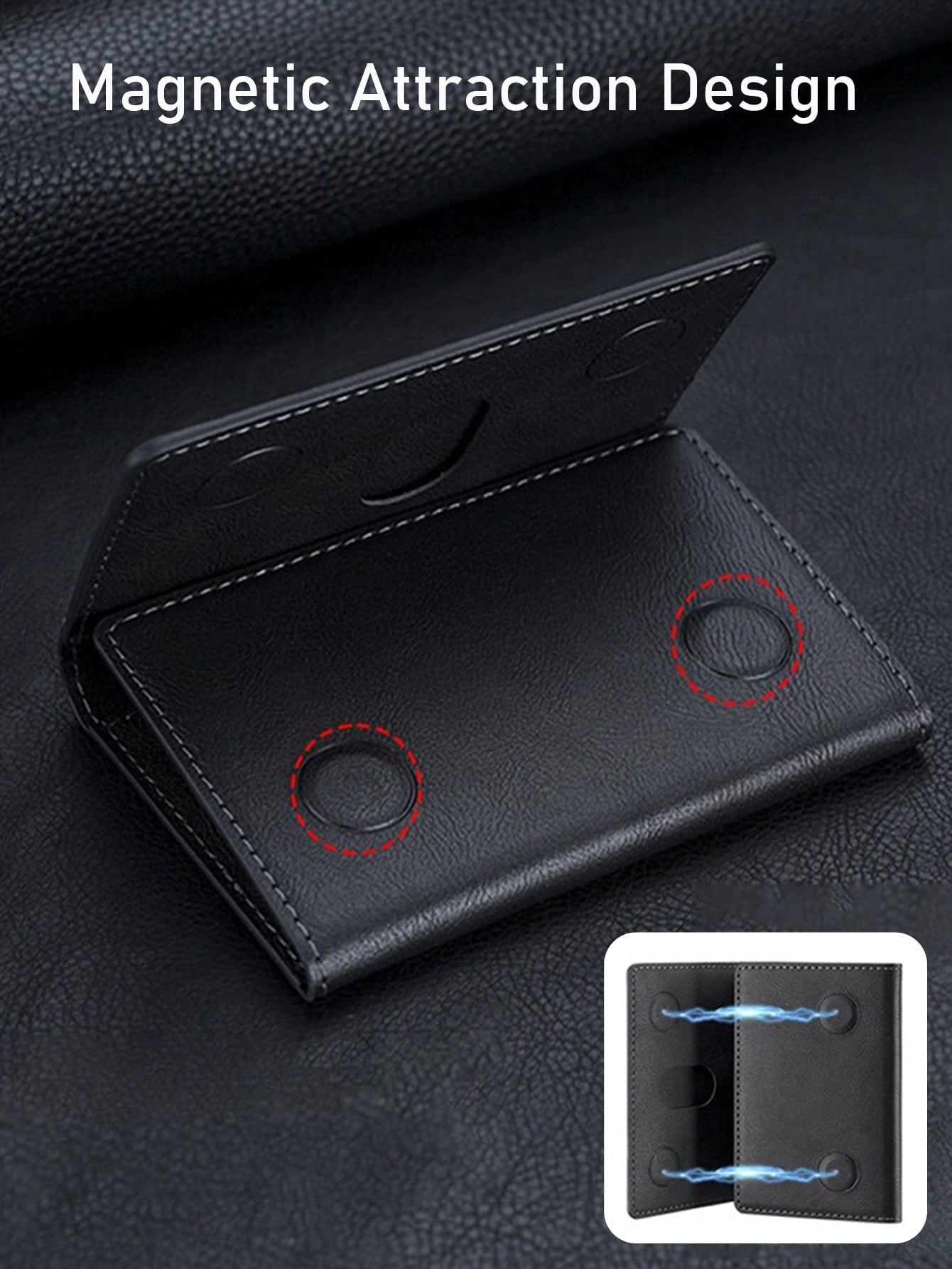 EIGIIS 1pc Magnetic Phone Wallet, Magnetic Stand Card Holder, Adjustable Stand With 3 Card Slots, Suitable For Daily Use, Fashionable Wallet Design, Durable Wallet Fit For All Phones, Magnetic Phone C