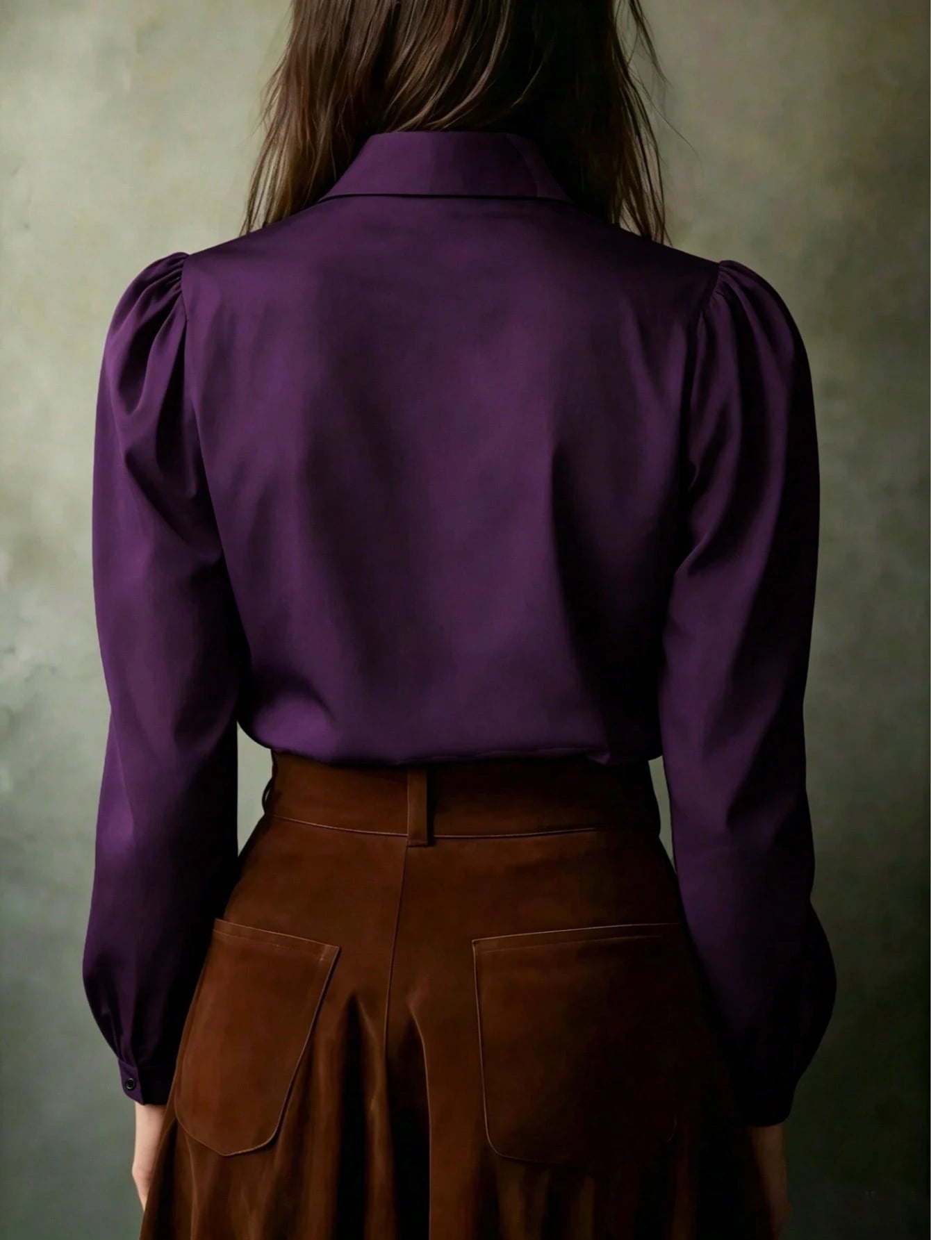 Elegant Solid Color Women's Long Sleeve Shirt, Versatile Casual Blouse For All Seasons