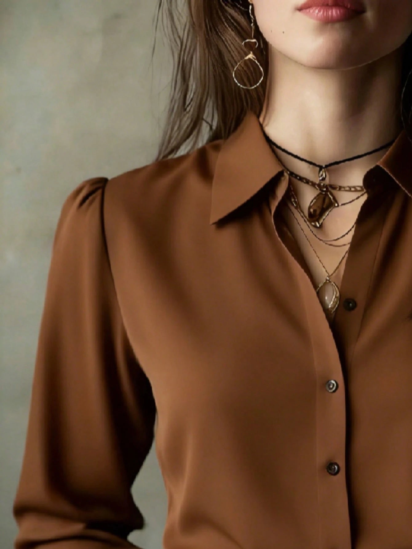 Elegant Solid Color Women's Long Sleeve Shirt, Versatile Casual Blouse For All Seasons