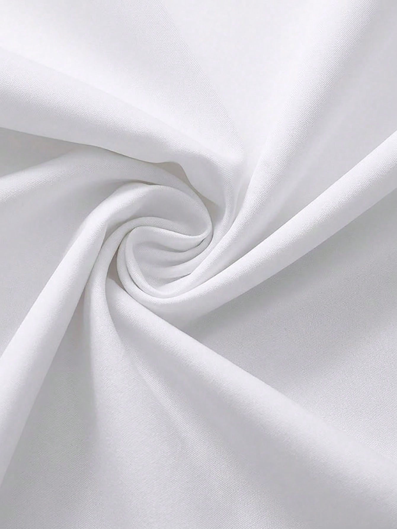 Elegant White Button-Front Plus Size Shirt, Shirt Collar, Regular Long Sleeve, Woven Fabric, Luxurious Texture