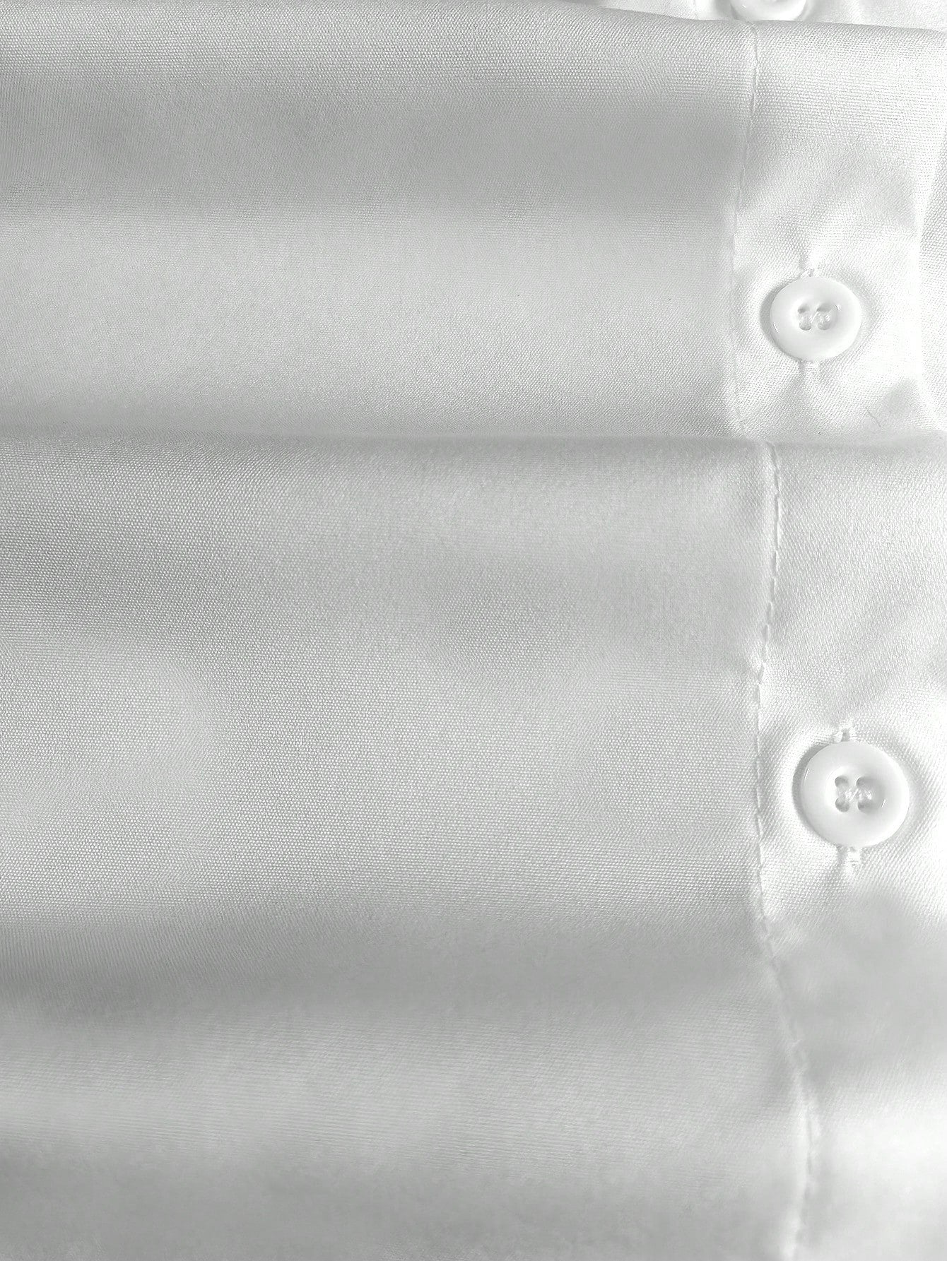 Elegant White Button-Front Plus Size Shirt, Shirt Collar, Regular Long Sleeve, Woven Fabric, Luxurious Texture