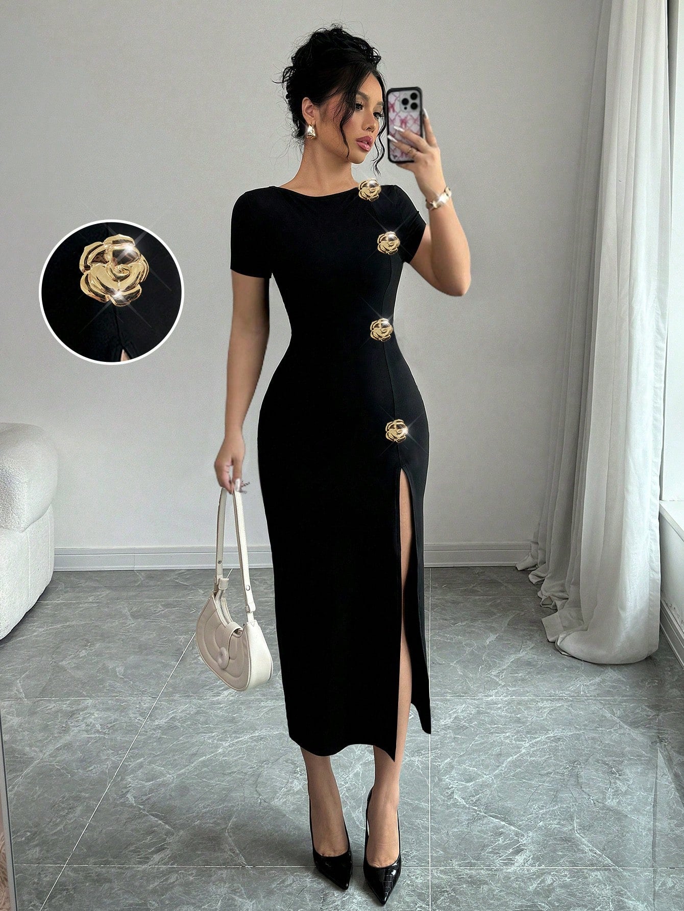 Elenzga Women's Elegant Office Graduation Bodycon Slit Dress