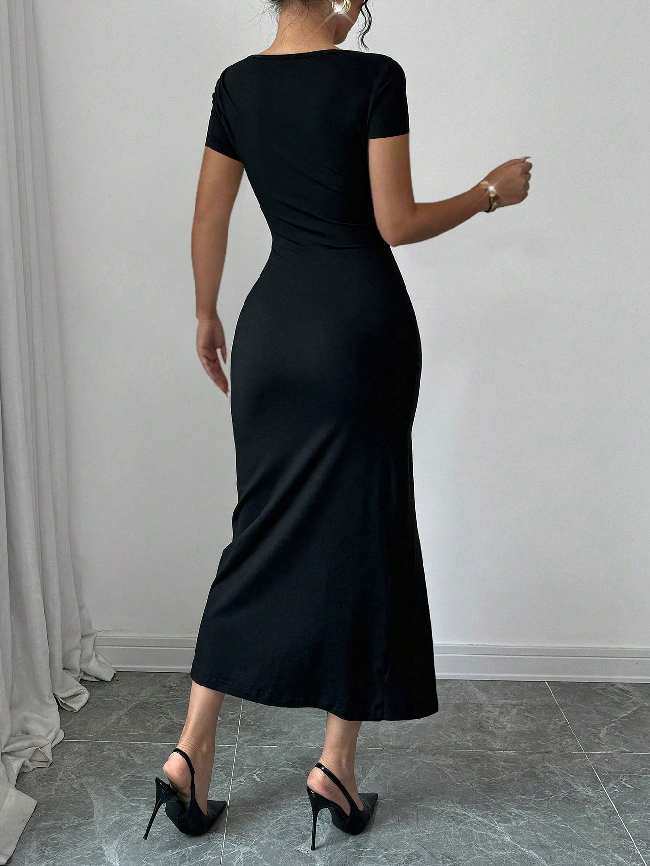 Elenzga Women's Elegant Office Graduation Bodycon Slit Dress