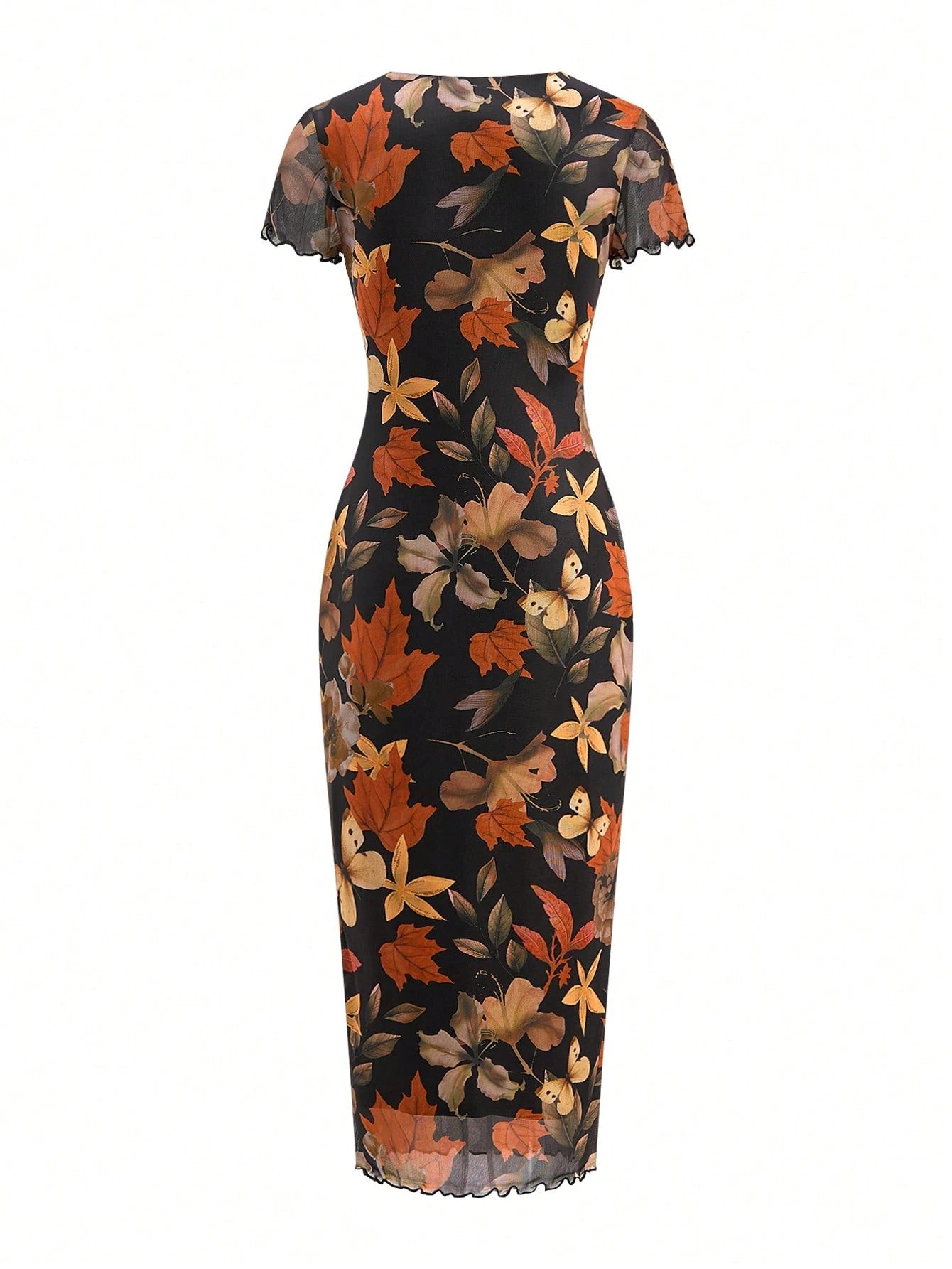Ellevyn Women's Fashionable Printed Short Sleeve Dress, Spring/Summer Dinner Black Mature Elegant Basic