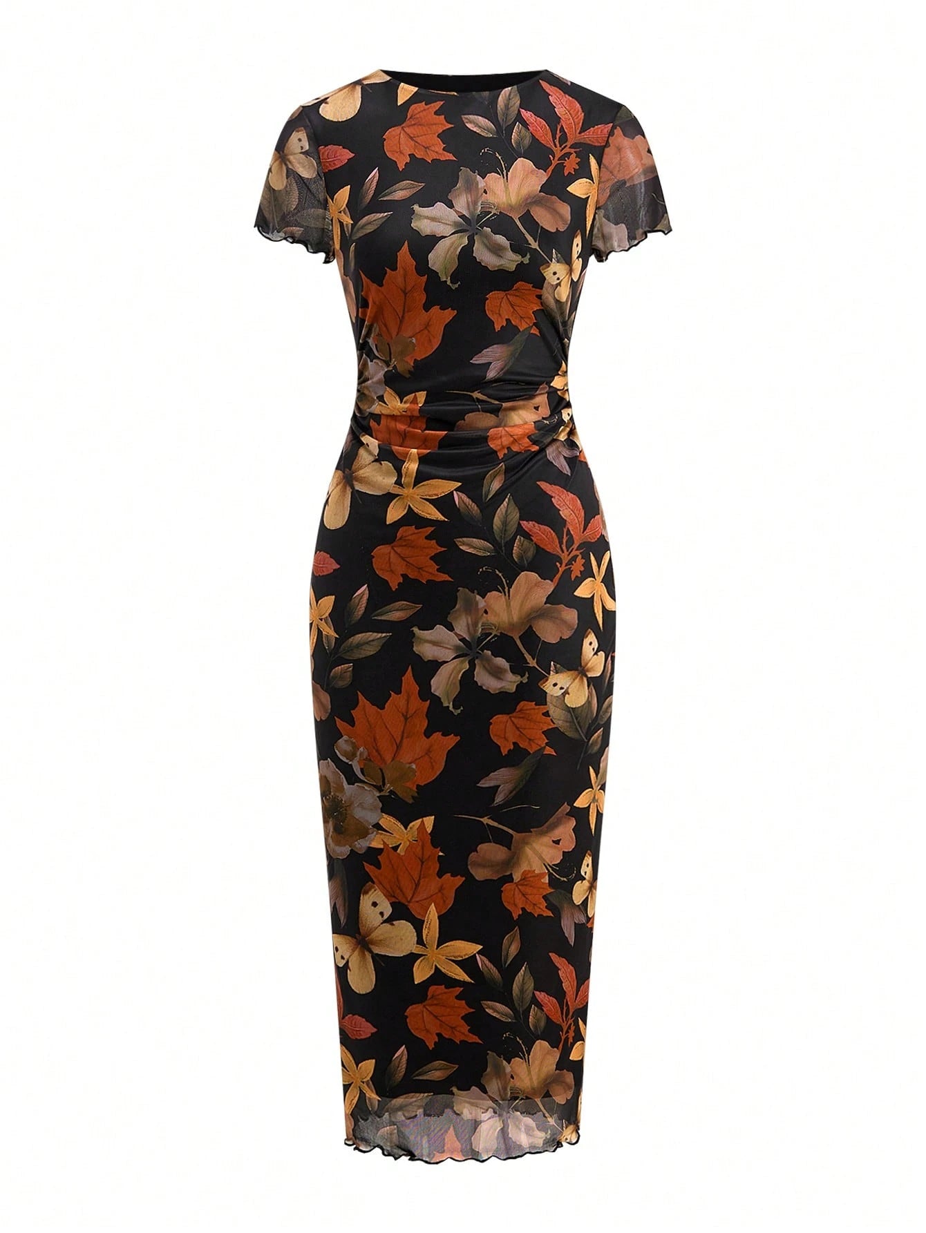 Ellevyn Women's Fashionable Printed Short Sleeve Dress, Spring/Summer Dinner Black Mature Elegant Basic
