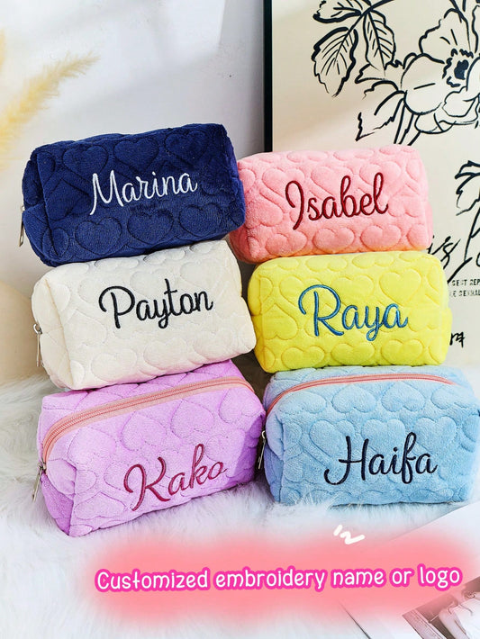 Embroidered Name Makeup Bag, Personalized Embroidered Makeup Bag, Tulle Makeup Bag, Customized Makeup Bag, Sanitary Pad Storage Bag, Travel Makeup Bag, Personalized Storage Bag, Multi-Purpose, Large C