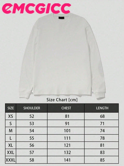 EMCGICC Y2k Long Sleeve Shirt, Urban Art Punk Graphic T-Shirt Cotton,Hip Hop Men's Fun Vintage Shirt, Regular Fit, Motocore Street, Digital Print, Ideal Gift