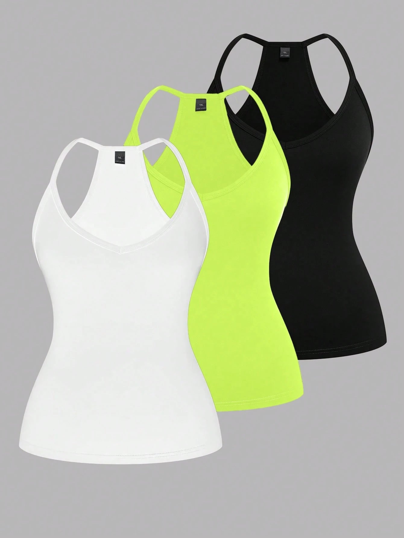 EMERY ROSE Plus Size Casual V-Neck Sports 3 Pieces Set Including Tank Top