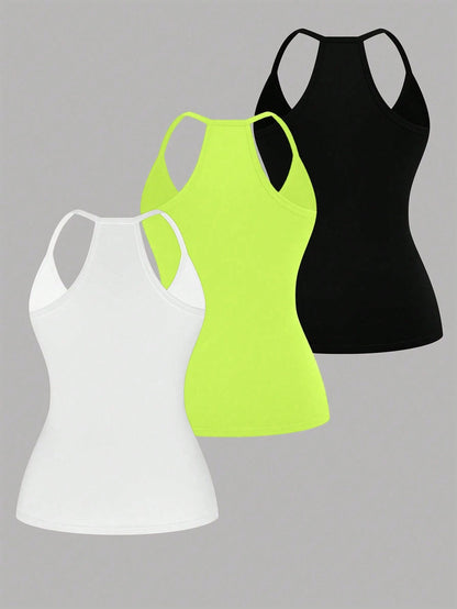 EMERY ROSE Plus Size Casual V-Neck Sports 3 Pieces Set Including Tank Top