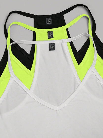 EMERY ROSE Plus Size Casual V-Neck Sports 3 Pieces Set Including Tank Top
