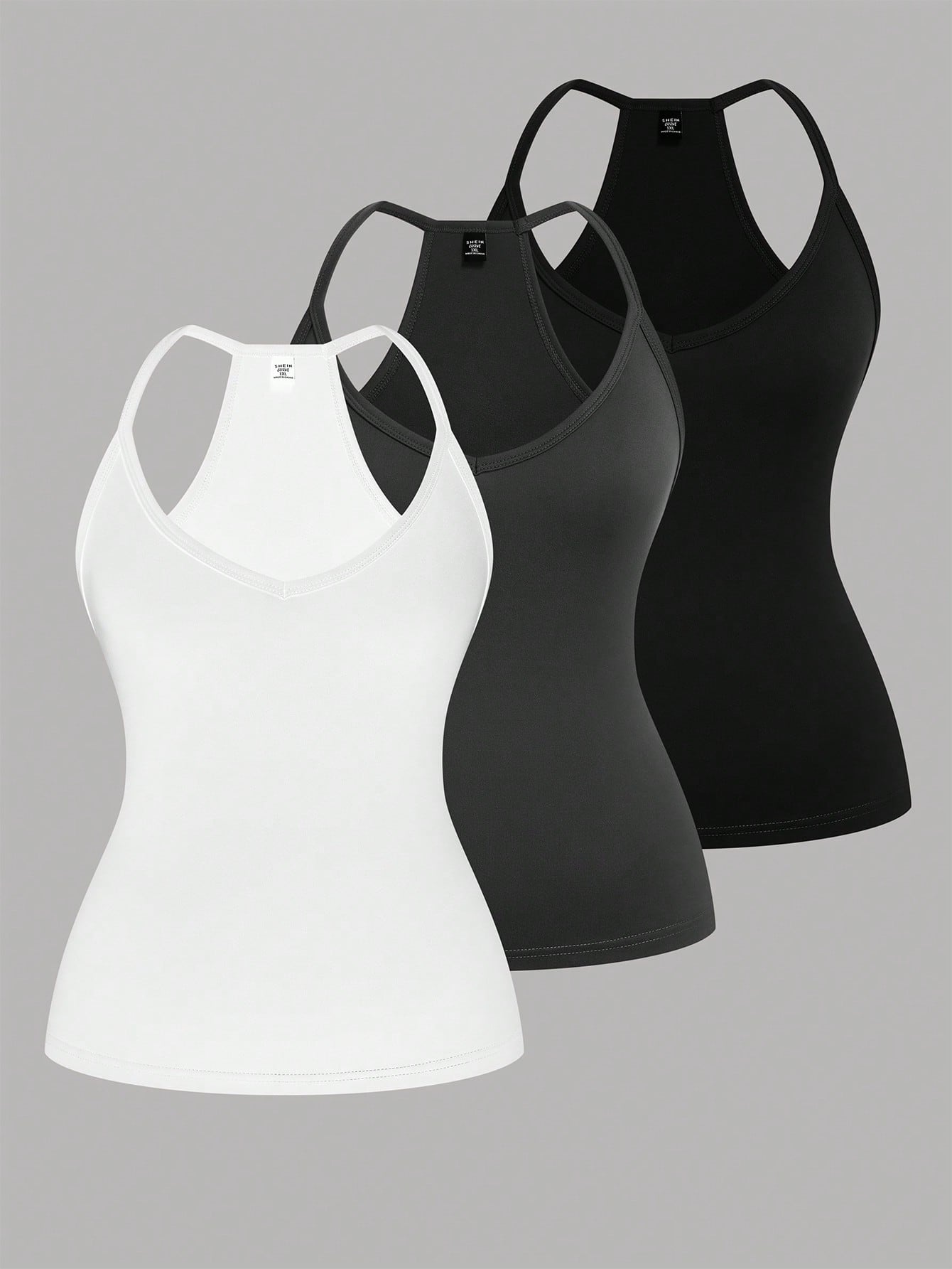 EMERY ROSE Plus Size Casual V-Neck Sports 3 Pieces Set Including Tank Top