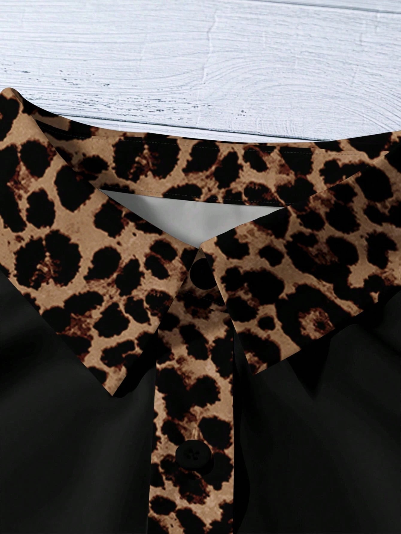 EMERY ROSE Plus Size Women Leopard Print Contrast Color Casual Shirt