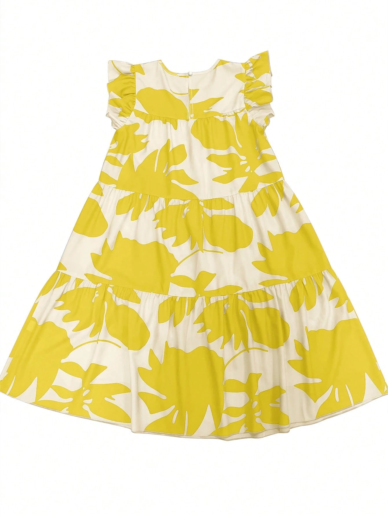EMERY ROSE Vacation Casual Plant Floral Print Cap Sleeve Dress