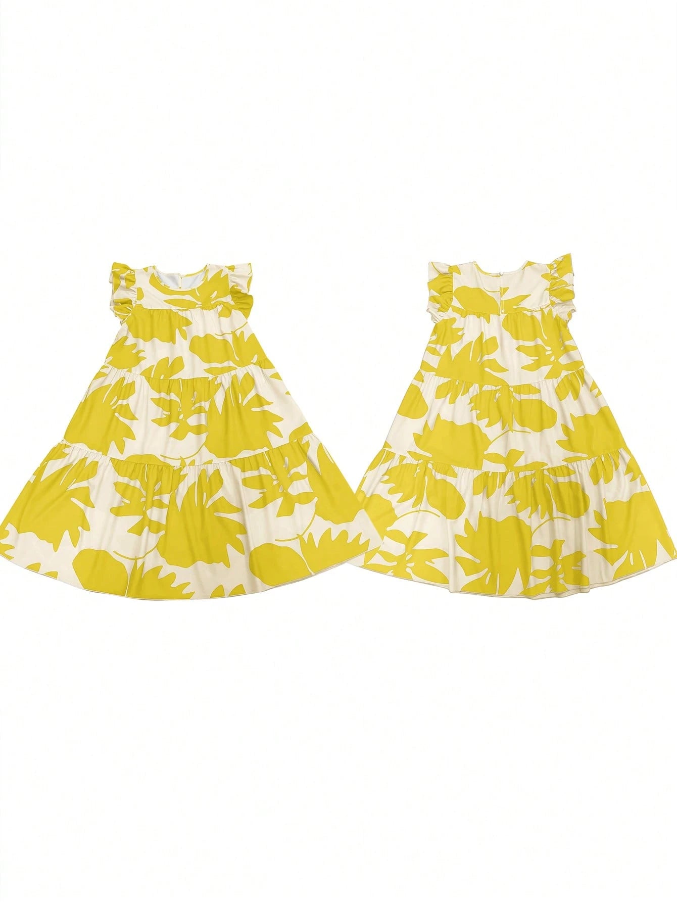 EMERY ROSE Vacation Casual Plant Floral Print Cap Sleeve Dress