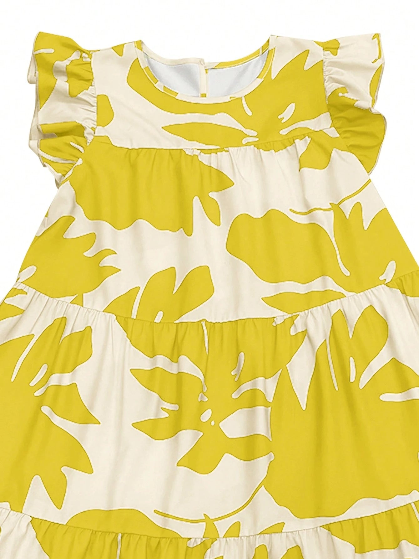 EMERY ROSE Vacation Casual Plant Floral Print Cap Sleeve Dress