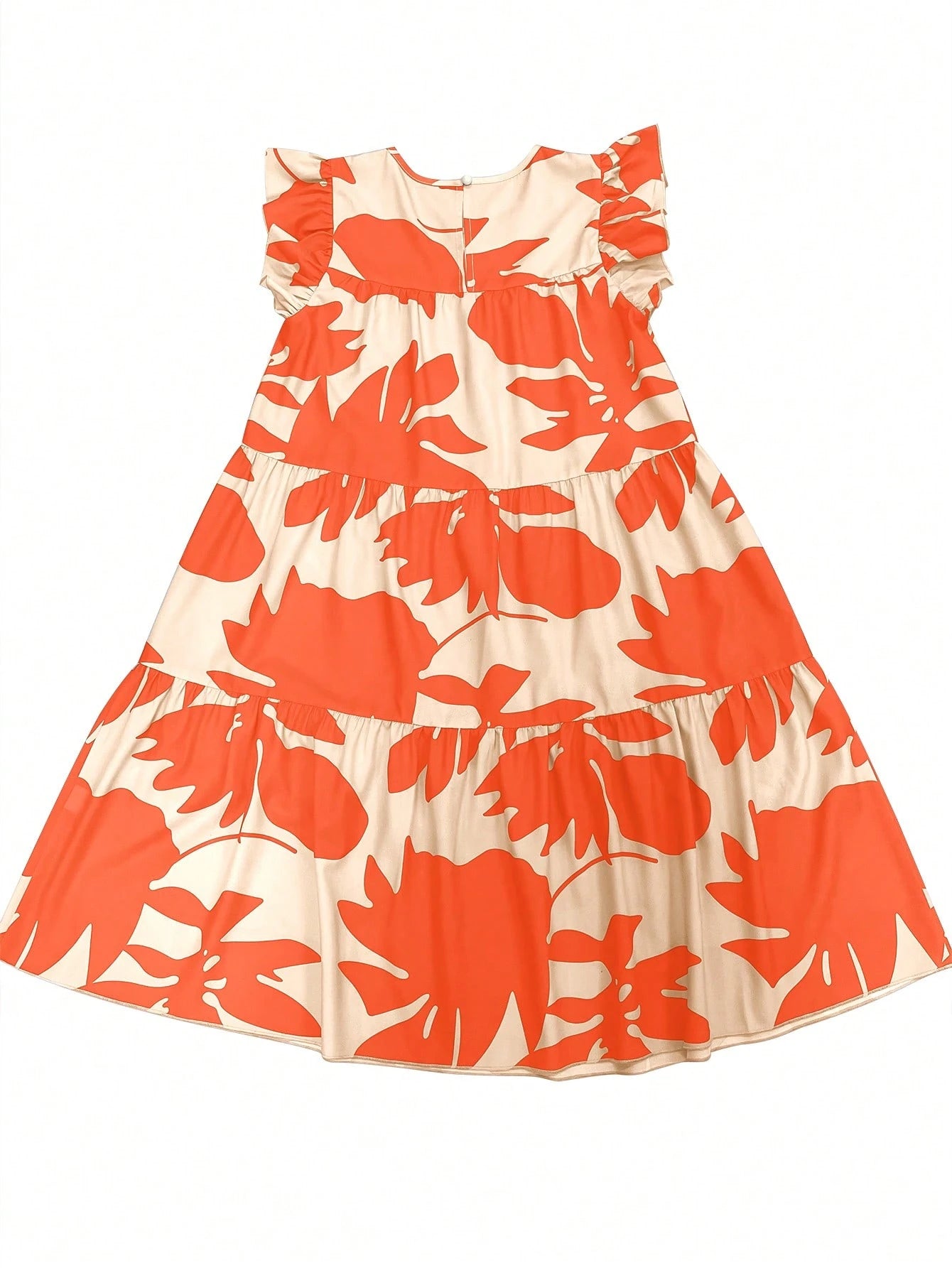 EMERY ROSE Vacation Casual Plant Floral Print Cap Sleeve Dress