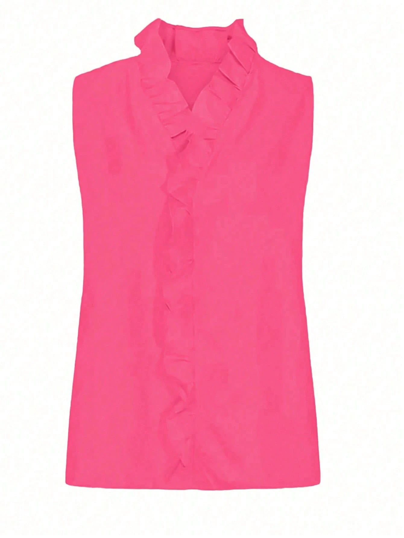 EMERY ROSE Women's Casual Solid Color Ruffle Sleeveless Blouse, Summer