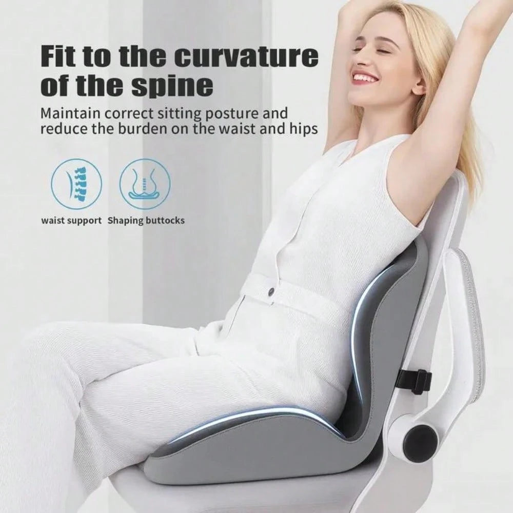 Ergonomic Memory Foam Seat Cushion With Lumbar & Back Support, Relieves Back Pain, Reduces Pressure, Ideal For Office Chairs, Stools, And Car Seats, Perfect Gift For Parents & Friends