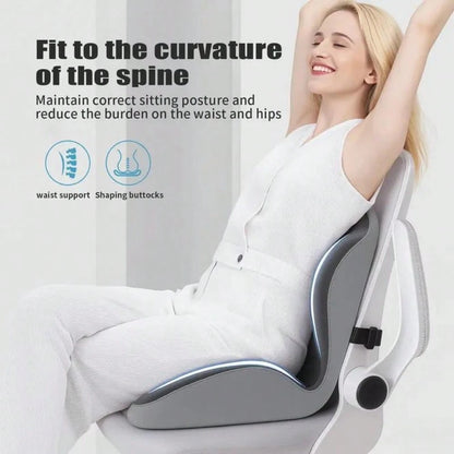 Ergonomic Memory Foam Seat Cushion With Lumbar & Back Support, Relieves Back Pain, Reduces Pressure, Ideal For Office Chairs, Stools, And Car Seats, Perfect Gift For Parents & Friends