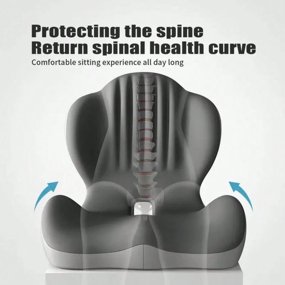 Ergonomic Memory Foam Seat Cushion With Lumbar & Back Support, Relieves Back Pain, Reduces Pressure, Ideal For Office Chairs, Stools, And Car Seats, Perfect Gift For Parents & Friends