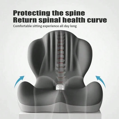 Ergonomic Memory Foam Seat Cushion With Lumbar & Back Support, Relieves Back Pain, Reduces Pressure, Ideal For Office Chairs, Stools, And Car Seats, Perfect Gift For Parents & Friends